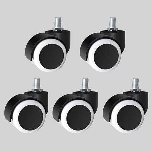 Gerrit Ruote con Asta Filettata M10, Set di 5 Rotelle Girevoli in Poliuretano, Lisce, Silenziose, Ruote di Ricambio, per Sedie da Ufficio, Mobili