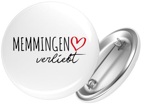 Huuraa Button Memmingen verliebt 25mm rund mit Sicherheitsnadel Ansteckbutton Geschenkidee