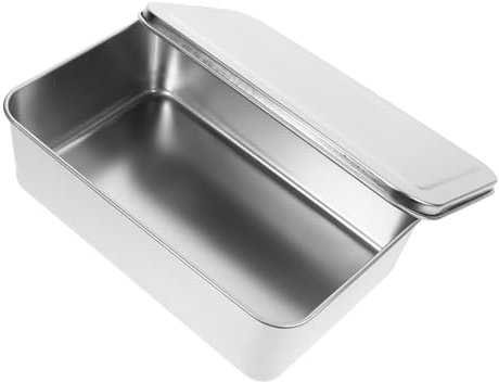 Garneck Stainless Steel Baking Pan with Lid, Metal Bread Toast Box Covered Baking Tray Rectangular Sheet Cake Pan with Airtight Cover Lasagna Cake Pan