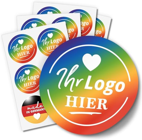 120 Logo Aufkleber personalisiert selbst gestalten runde Foto Sticker 4cm | Firma Unternehmen Custom Bild Fotos Fotoaufkleber DIY Firmenlogo Etiketten aus Deutschland