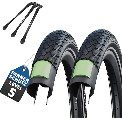 Schwalbe Fahrradreifen Green Marathon 28 Zoll – Verschiedene Größen (37-622 bis 55-622) – Optional mit Schlauch & MSZweirad Reifenheber