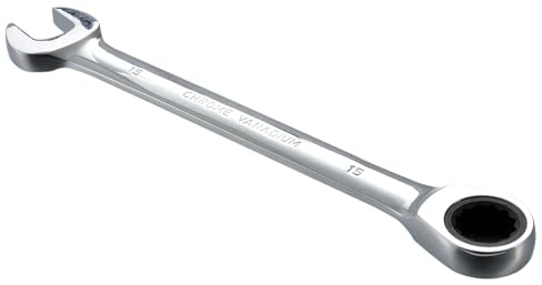 HOHXEN Llave de Trinquete de 15 mm, Llave Combinada Llave de Trinquete de Cabeza Fija Llave Combinada, Acero al Cromo Vanadio - 1 Pieza