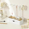 inkihuit Soporte para cadenas y joyas con cajones, soporte para joyas con base de almacenamiento de madera, organizador compacto con 5 ganchos, para cadenas y pulseras, anillos y pendientes, color
