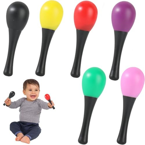 6 Pcs Musical Maracas - Mini Egg Shakers for School & Class Parties, Birthdays, and Carnivals - Sand Shaker Toys in 6 Colors