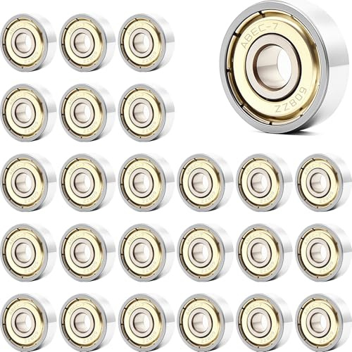 Jyvex 608ZZ Kugellager 8x22x7mm, 24 Stück | Metall, Double Shielded, Miniatur Rillenkugellager, Für Skateboards, Inline Skates, Roller