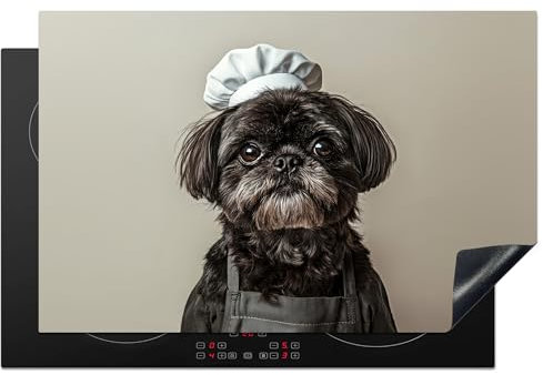 KitchenYeah© Protège Plaque Induction 81x52 cm Deco Cuisine Accessoire Pratique Protection De Vitroceramique Kitchen Gadget Cuisinier - Noir - Chien