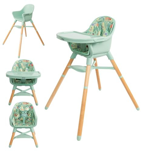 Nuby Chaise Haute 4-en-1 avec plateau amovible – De 6 mois à 3 ans – Chaise évolutive pour les repas – Supporte jusqu’à 27 kg – Plantes