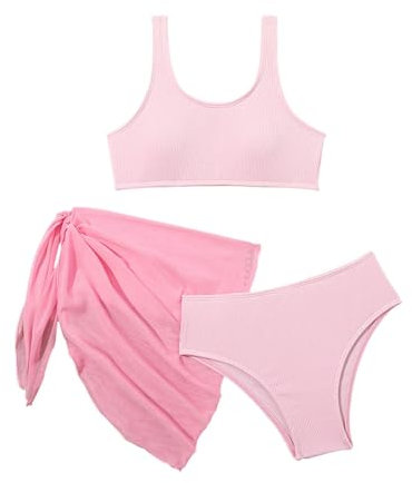 Sunfashion 3-Teiliges Sweatshirt Bikini Mädchen 140 Badeanzug Mädchen 122 Bikini Mädchen 140 Bikini Teenager Mädchen 13 Jahre Wasser Kleid Für Kinder Dunkelblau Tops Teenager Mädchen (Red, 9-10 Years)