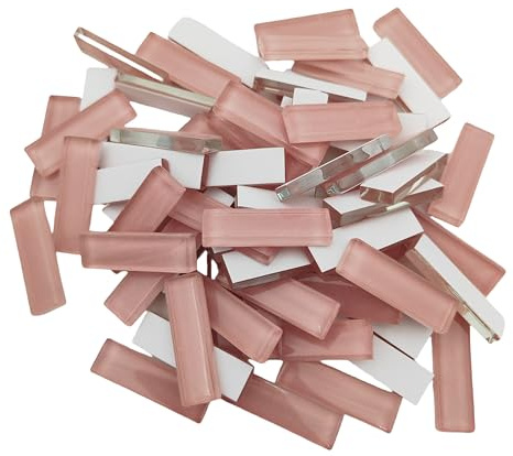 Mosaikfärgade glasremsor, gör-det-själv för pyssel, 200 g, klara mosaikstycken, målat glas, hantverk, gör-det-själv, hobbyer, konst, hantverk, material (rosa, 3,2 cm)