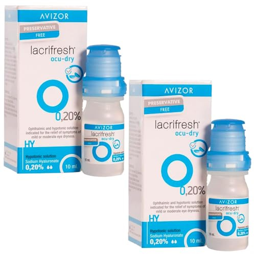 Avizor Lacrifresh Ocu-Dry 0.20% Hydrating Eye Drops 2x10ml | Relief for Irritation, Dryness, and Hypersensitivity | Preservative-Free | Compatible with Contact Lenses | Daily Use