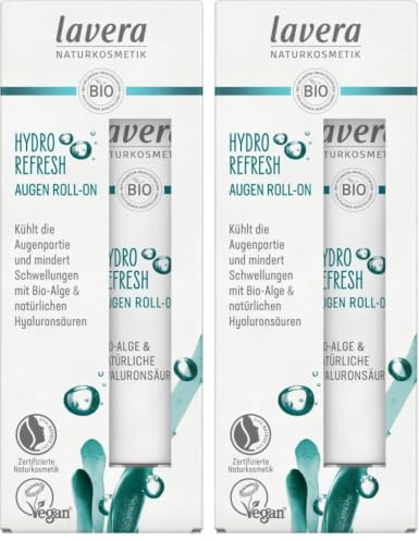 lavera Hydro Refresh Augen Roll-On - mit Alge und Hyaluronsäure - kühlt und erfrischt - vegan - Naturkosmetik - 15 ml (Packung mit 2)