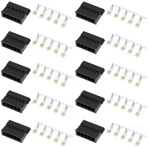EMSea 10 Conectores Hembra SATA Power 3811 de 18 AWG (0,75 Mm?) para Fuente de Alimentaci¨®n de Computadora con Pines de Crimpado Chapados en Oro.