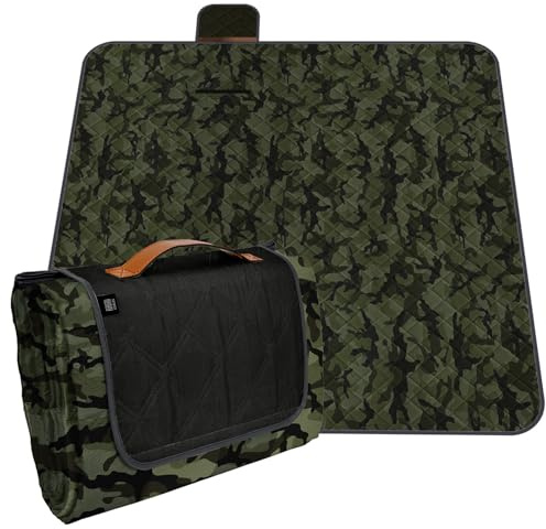 Coperta Pic Nic Impermeabile Adulto 200x200 - Telo Picnic Grande per Famiglia Spiaggia Montagna Parco Giardino - Tappeto da Campeggio per Esterno con Disegni Portatile Pieghevole (Camouflage, 200x200)