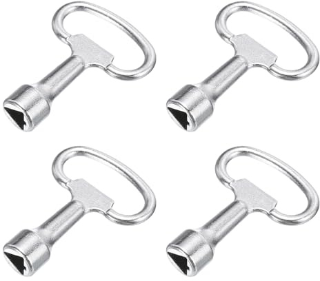 sourcing map Triangle Socket Spanner Key, 0.37 (9.5mm) Hole Zinc Alloy Universal Utility Spanner Keys 2.11 Length for Electrical Cabinet Water Meter Box Panel Lock (Silver, Pack of 4)