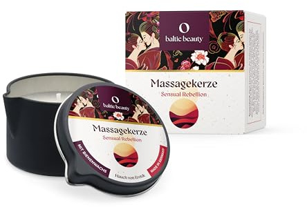 Baltic Beauty Massagekerze Vanille & Sandelholz – Sensual Rebellion – Massageöl-Kerze schmilzt zu warmem Massage-Öl – mit Bienenwachs & Kokosöl – Geschenk, Dose mit Ausgießer, 80 ml