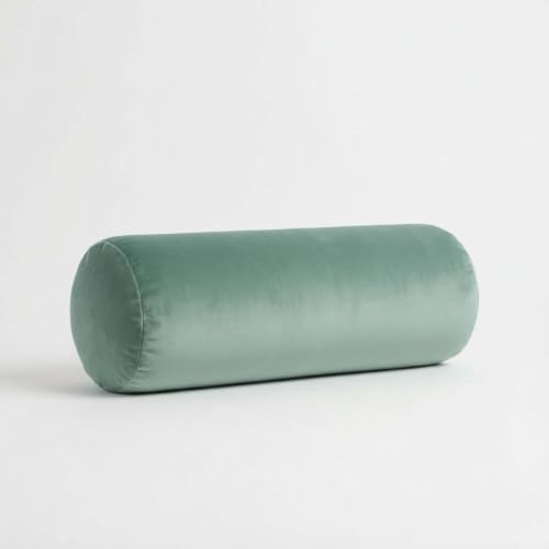 Kosiproducts Round Bolster Cushion Plush Velvet Pillow for Yoga Neck Relaxing Virgin Hollow Fibre Roll [75cmx25cm, Duck Egg]