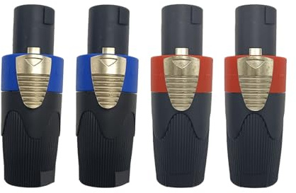 Wvxilyr 4 Stück Speakon Stecker 4-polig NL4FX – Lautsprecherstecker,Speakon-Steckverbinder,Wasserdichter Anschluss Lautsprecherkabel und Endstufen – Zuverlässige Audioverbindung für Profis