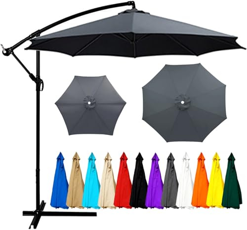Parasol Replacement Canopy, 6 Ribs/8 Ribs, 2.0m, 3.5m, 4.0m, Replacement Parasol Cover, for Yard, Pool, Beach, Garden Umbrella, Canopy Only, Green(Gray,2.5m/6-Ribs)