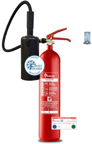 FireLoq 5kg Co2 Kohlendioxid im Stahl Behälter Dauerdruck Feuerlöscher für elektrische Anlagen und EDV 89B 5 LE Dauerdruck inkl. Prüfnachweis, Wandhalter