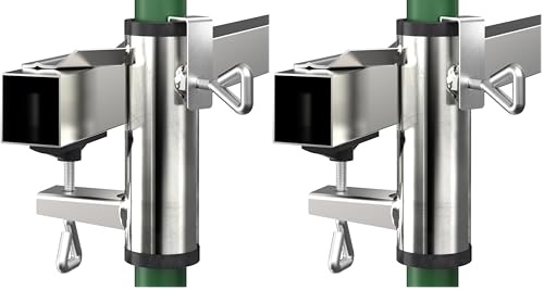 4smile Sonnenschirmhalter Balkongeländer - Metall Sonnenschirm Halterung Balkon, flexibel montierbar - Kompakte Schirmhalterung Balkongeländer ersetzt Sonnenschirmständer Balkon (Packung mit 2)