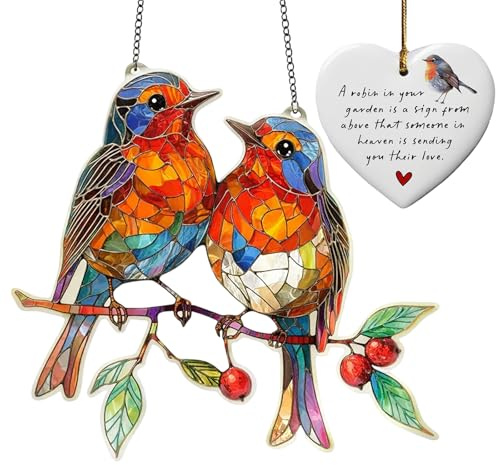 2Pcs Robin Garden Ornaments Outdoor, Robin Ornaments Set With Rustic Charm, Robin Gifts Ideal For Outdoor Spaces And Window Displays, Memorable Gifts For Nature Lovers