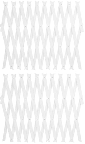 FUNOMOCYA 2 Pièces Treillis en Bois Extensible 2 Pièces H44 Blanc, Panneau de Clôture Mural pour Plantes Grimpantes, Support pour Jardin Intérieur et Extérieur, Treillis pour Plantes en Pot,
