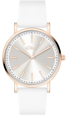 s.Oliver Damenuhr mit Silikonband - 36 mm -zeitlos und modern - Verschiedene Designs wie Blumenprint, funkelnden Steinen oder klassisch-schlicht