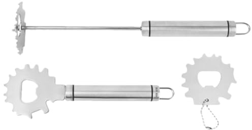 Housoutil 3 Stück Grillreiniger Edelstahl mit Flaschenöffner Grillrostschaber Vielseitiges Reinigungswerkzeug für Metallgrills und Grillrost Reinigung im Außenbereich