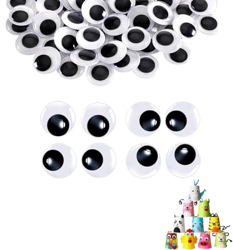 QLK 30mm Selbstklebende Wackelaugen,50 Stück Groß Kulleraugen, Puppe Augen Schwarze Wackelaugen Bastelaugen Wiggle Googly Eyes für DIY Scrapbooking Spielzeuge Zubehör
