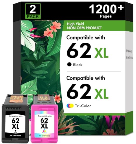 Cartouche 62 XL 62XL Noir et Couleur pour HP 62 Pack de 2 Cartouches 5540