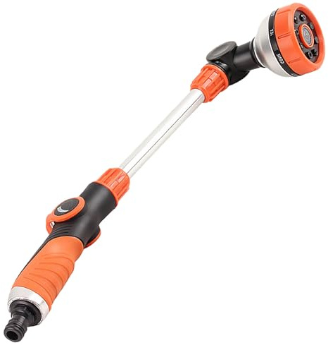 Forhandy Gießstab Lang 47CM, Gießstab mit 180°Schwenkkopf, 8 Sprühbilder | Gartenbrause mit Einhand Daumenkontrolle, Gartenbrause Lang für Ampelpflanzen Beete