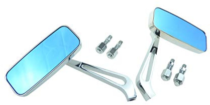 MZA Set: 2 Spiegel, eckig, chrom | Adapter 2 x M8, 2 x M10x1,25, 1 x M10x1,25 Linksgewinde, Einbau links, rechts