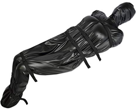 Honeylust BDSM Bondagesack Ganzkörper mit Maske – Fesselsack Sleepsack | Zwangsjacke aus Kunstleder, Fixiergurte & Atemlöcher – Fetischspielzeug SM Sinnesentzug Dom Sub Bondage Ritual