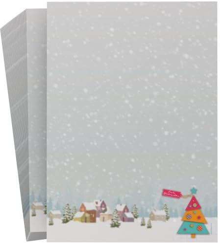 Weihnachtsbriefpapier Buntes Tannenbäumchen, 20 Blatt DIN A4