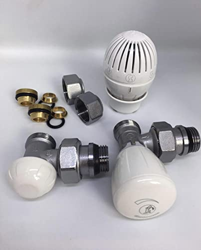 Kit Giacomini composto da valvola,detentore,due adattatori multistarto 16x2 e Testa termostatica