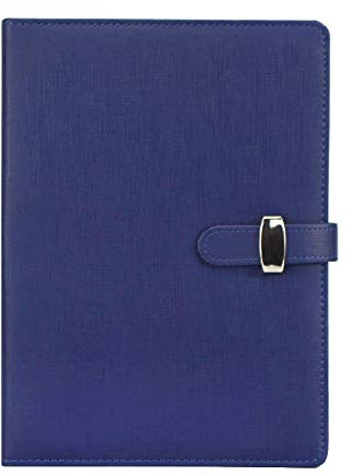 SUPERTOOL Nachfüllbares Notizbuch aus Kunstleder, klassisches liniertes Losblatt-Ordner, mit Tasche und Stifthalter, für Geschäftstreffen, Reisen (A6, Blau)
