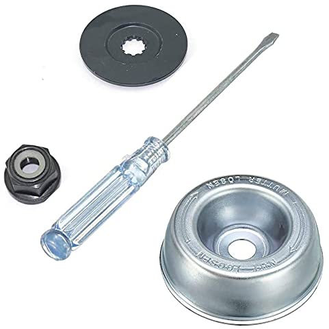ANCLLO 4 Stück Gartenmaschine Rasenmäher Stihl Klingenadapter-Kit-Anlaufscheibe, Bundmutter, Wartungsschraubendreher, Klingenadapterbefestigung Wartungsset für Stihl-Rasentrimmer-Freischneider