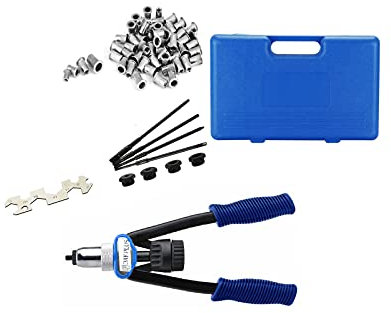 Nietmutternzange,Nietenzange Set,Gewindenieten Zange,Profi Nietzange,Popnietzange,Blindnietzange,Nietzange,Hebel Nietmutternzange M5 M6 M8 M10 M12,inkl 150 Nietmuttern