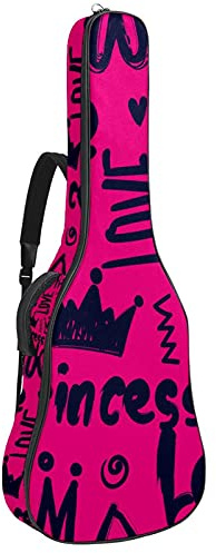 Gitarrentasche mit Prinzessinnenkrone, wasserdicht, weich, für Bassgitarre, Akustik- und klassische Folk-Gitarre, Pink