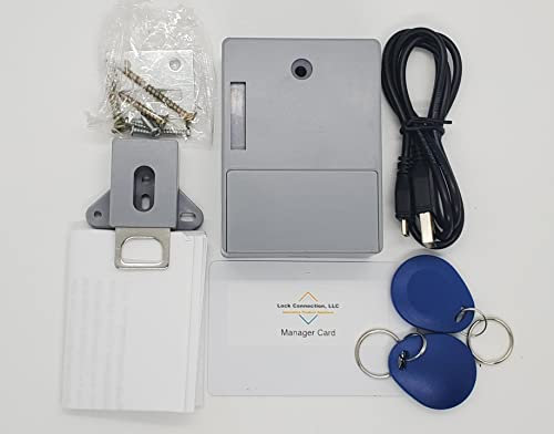 Lock Connection® RFID Electronic Cabinet Lock Hidden DIY for Wooden Cabinet Locker Drawer (Gray), Assembled in The USA.