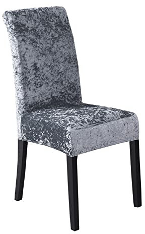 GUOCU Stuhlhussen 4er o 6er Sets,Samt Barhocker Stuhlhussen mit Rückenlehne Bar Stuhlhussen Stretch Abnehmbarer Waschbarer Stuhl Schonbezug, Samt Stuhlbezug, Elastische Esszimmerstuhl Hussen