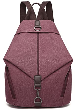 KONO Rucksack Canvas Daypack Damen Rucksäcke Vintage Umhängetasche Groß Schulterrucksäcke Reisetasche für Reise Outdoor Schule
