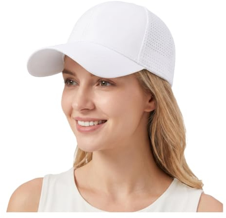 YAMEE Baseballkeps sommar män kvinnor andas, sommarmössa mesh unisex sommarkeps, baseballkepsar solskydd, basebollkeps solhatt UV-skydd för män och kvinnor (huvudomkrets: 56–59 cm), 1/vit, En Storlek