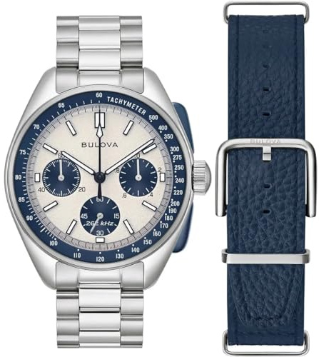 Bulova Herren Chronograph Lunar Pilot mit Edelstahlarmband, Gehäusedurchmesser: 43,5 mm, 98K112