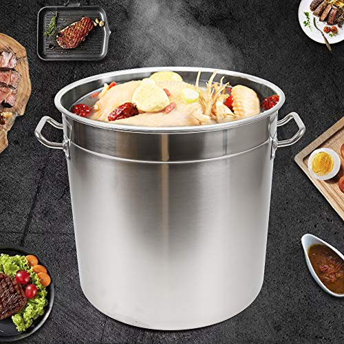 Olla de 35 L con tapa de acero inoxidable 201, olla grande, olla de acero inoxidable, olla para verduras, olla para espagueti, con tapa, diámetro de 36 cm, grosor de 0,4 mm