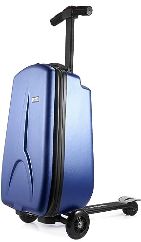 ZTBGY barn/vuxen scooterbagage, vikbar aluminiumvagn, lämplig för affärer och studenter pojkar och flickor resebagage, scooter barnbagage, BLÅ, 18 inches