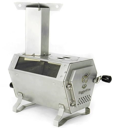 YVYKFZD Poêle à Bois d'extérieur, Poêle à Bois de Camping Portable, Cuisinière Bois Chauffage Coupe-Vent détachable, pour 2 à 3 Personnes Camping en Plein air, Voyage, Pique-Nique, Barbecue (Color :