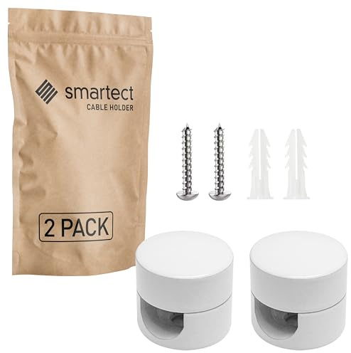 smartect Soporte de Techo y Pared de Aluminio para Cables [2 Piezas, Blanco] Fijación con tornillos y tacos, Decentrador de Techo para que arme su propio proyecto de bricolaje