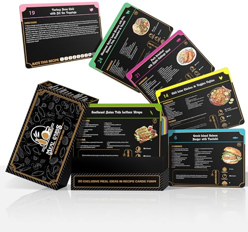 Meal Cards: Tu libro de recetas definitivo y guía de preparación de comidas: libro de cocina de 30 recetas exclusivas en forma de tarjetas de memoria, tarjetas de recetas de planificador de comidas