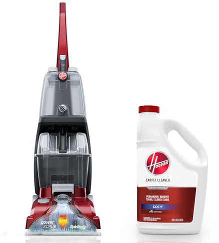 Hoover PowerScrub Deluxe Carpet Cleaner Machine, Upright Shampooer, FH50150NC + Hoover Oxy Deep Cleaning Carpet Shampoo, 116 oz Formula, AH31936